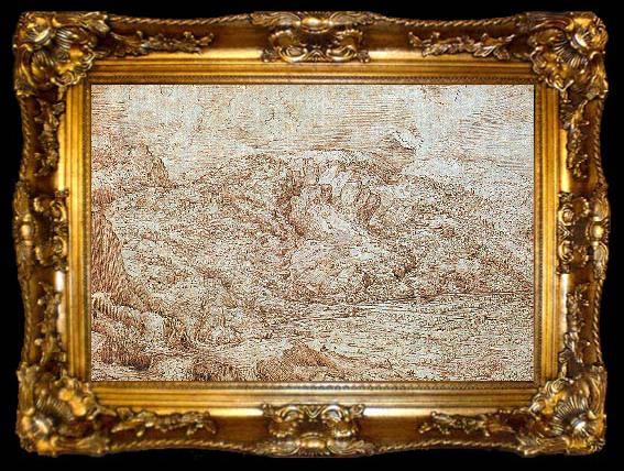 framed  BRUEGEL, Pieter the Elder Landscape of the Alps, ta009-2